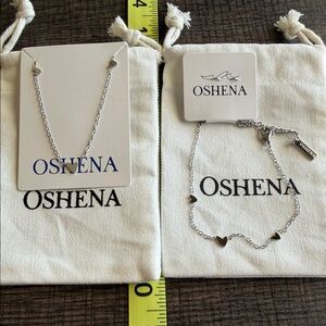 Silver Heart Necklace and Bracelet Set